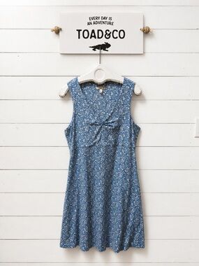 TOAD&CO Blue & White Floral Sleeveless Dress Size L